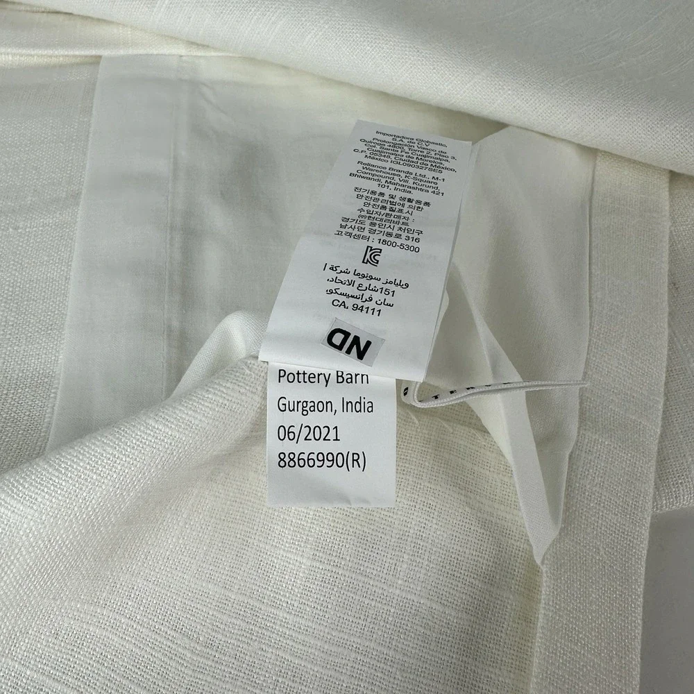 Pottery Barn 3 In 1 Pole Top Emery Cotton‎ Lined Curtain White 50X84 NWT